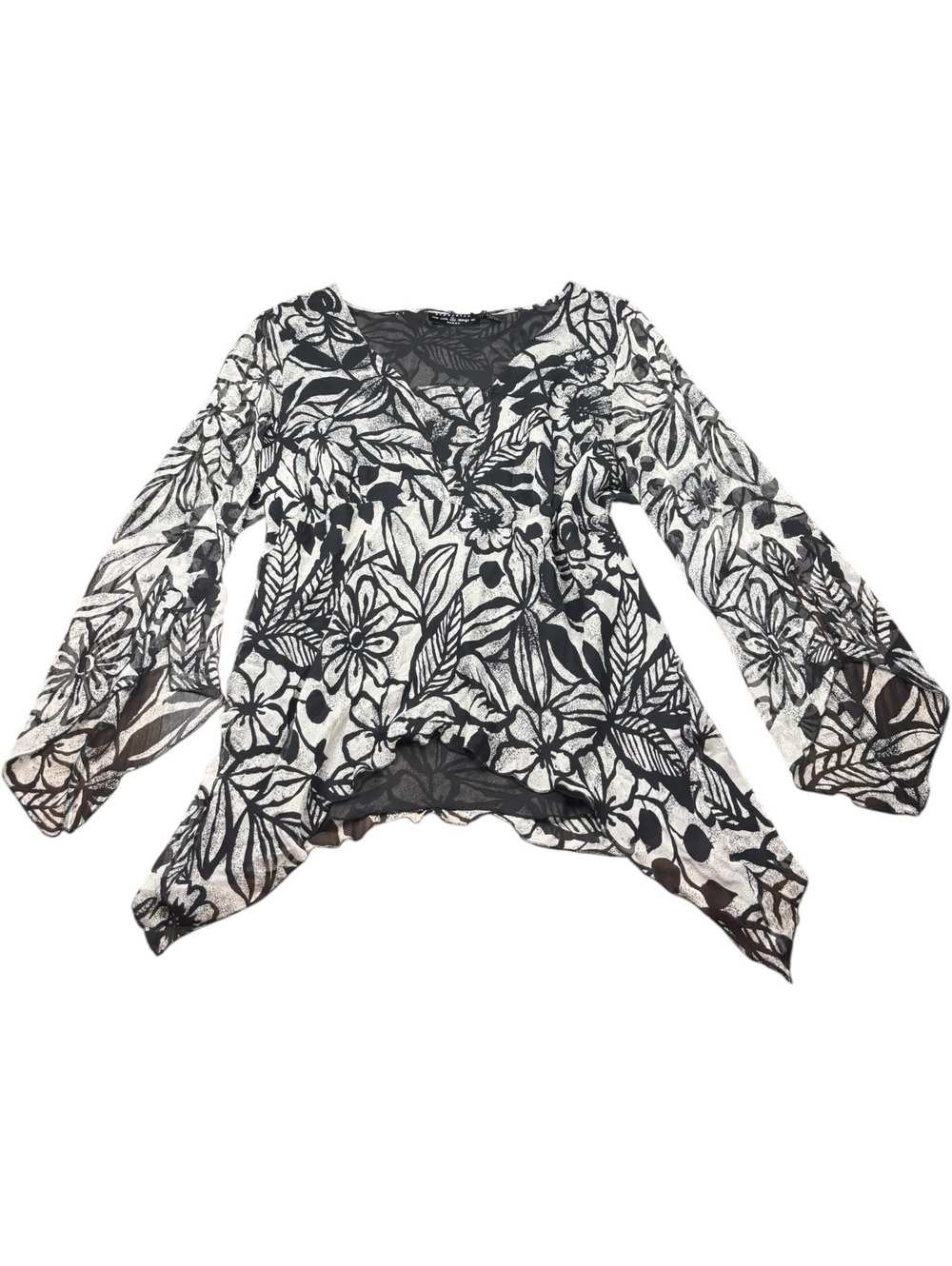 Separates by New York City Design Silk Floral Blouse Sheer